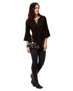 ROPER Women's Challis Peasant Blouse -Ladies Western Cowboy Shop 0305005653032BL 0001 0305005653032b