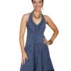 Scully Womens Knee Length Halter Dress - Blue -Ladies Western Cowboy Shop 1 25cc024b 2cdb 4a3e 800d 411f3178842e
