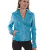 Scully Women's Lambskin Motorcycle Leather Jacket - Sky -Ladies Western Cowboy Shop 1 3b84becb be9e 4c5f a006 017fcb1bda0b
