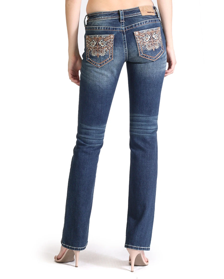 Women's Easy Fit Heavy Embroidered Floral Jeans 3 Women's Easy Fit Heavy Embroidered Floral Jeans