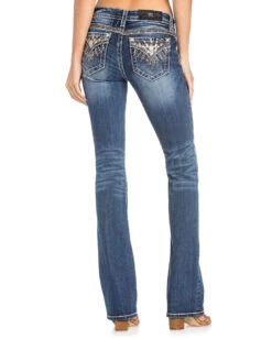 Womens Faux Flap Boot Cut Jeans