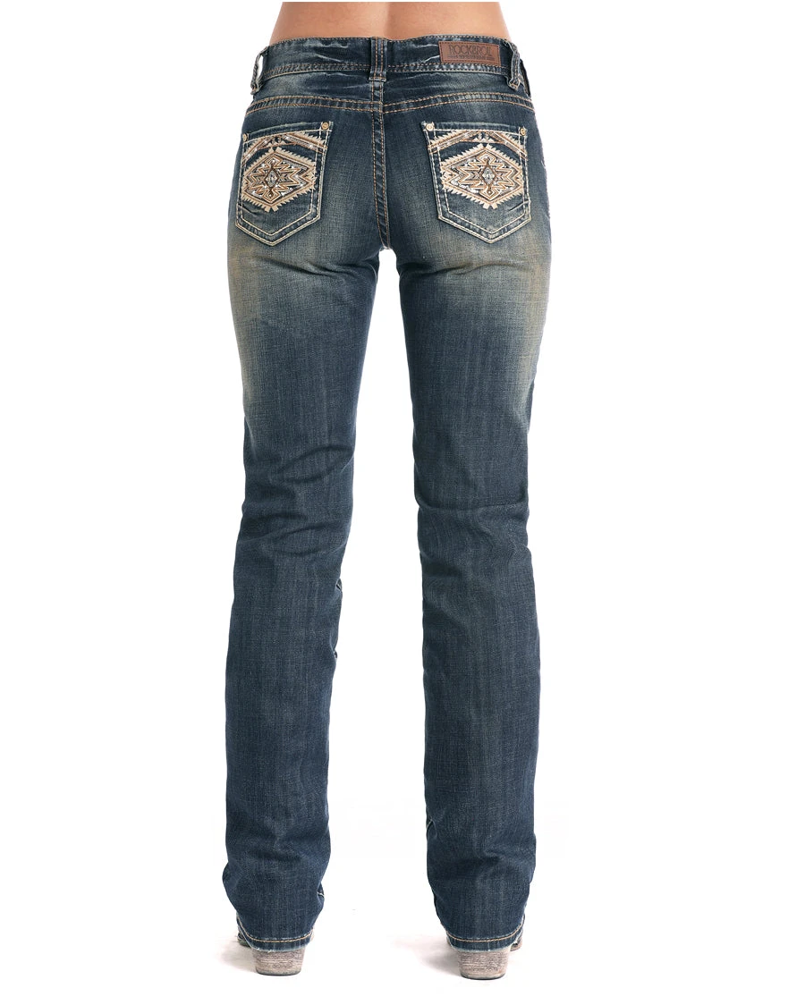 Women's Aztec Embroidered Boyfriend Fit Jeans 3 Women's Aztec Embroidered Boyfriend Fit Jeans