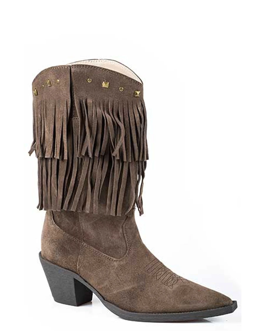 ROPER Womens Short Stuff Sueded Fringe Boots 3 ROPER Womens Short Stuff Sueded Fringe Boots