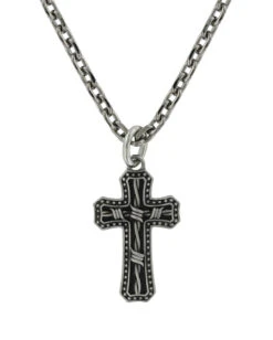 Montana Silversmiths Stainless Barbed Wire Cross Necklace