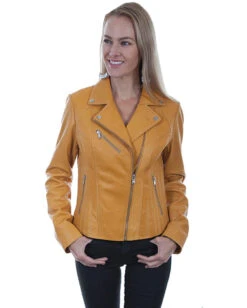Scully Women's Lambskin Motorcycle Leather Jacket - Butterscotch