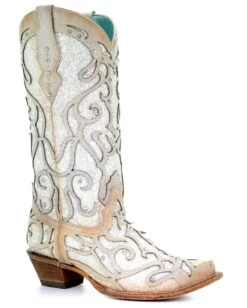 Corral Women's Glitter & Crystal Inlay Boots - White