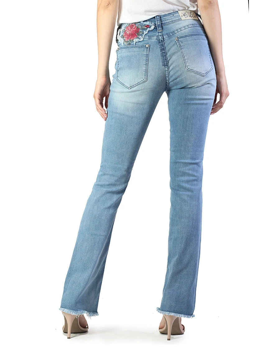 Women's Easy Fit Red Floral Cut Jean 3 Women's Easy Fit Red Floral Cut Jean