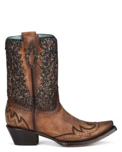 Corral Women's Glitter Overlay And Studs Ankle Boots -Ladies Western Cowboy Shop 202203 0003 C3837 boot 01