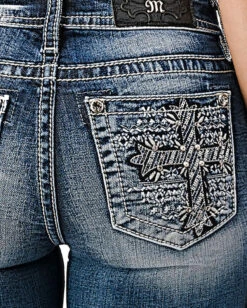 Women's Shimmering Cross Bootcut Jeans -Ladies Western Cowboy Shop 202203MMJ 0020 M3795B E