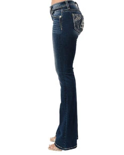 Women's Hide And Wing Bootcut Jeans -Ladies Western Cowboy Shop 202203MMJ 0038 M3790B B