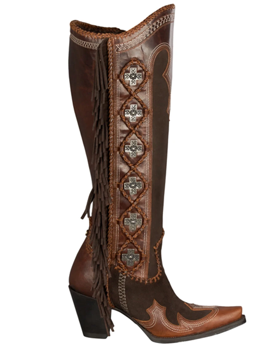 Women's Domingo Fringed Boots - Brown 5 Women's Domingo Fringed Boots - Brown - Image 3