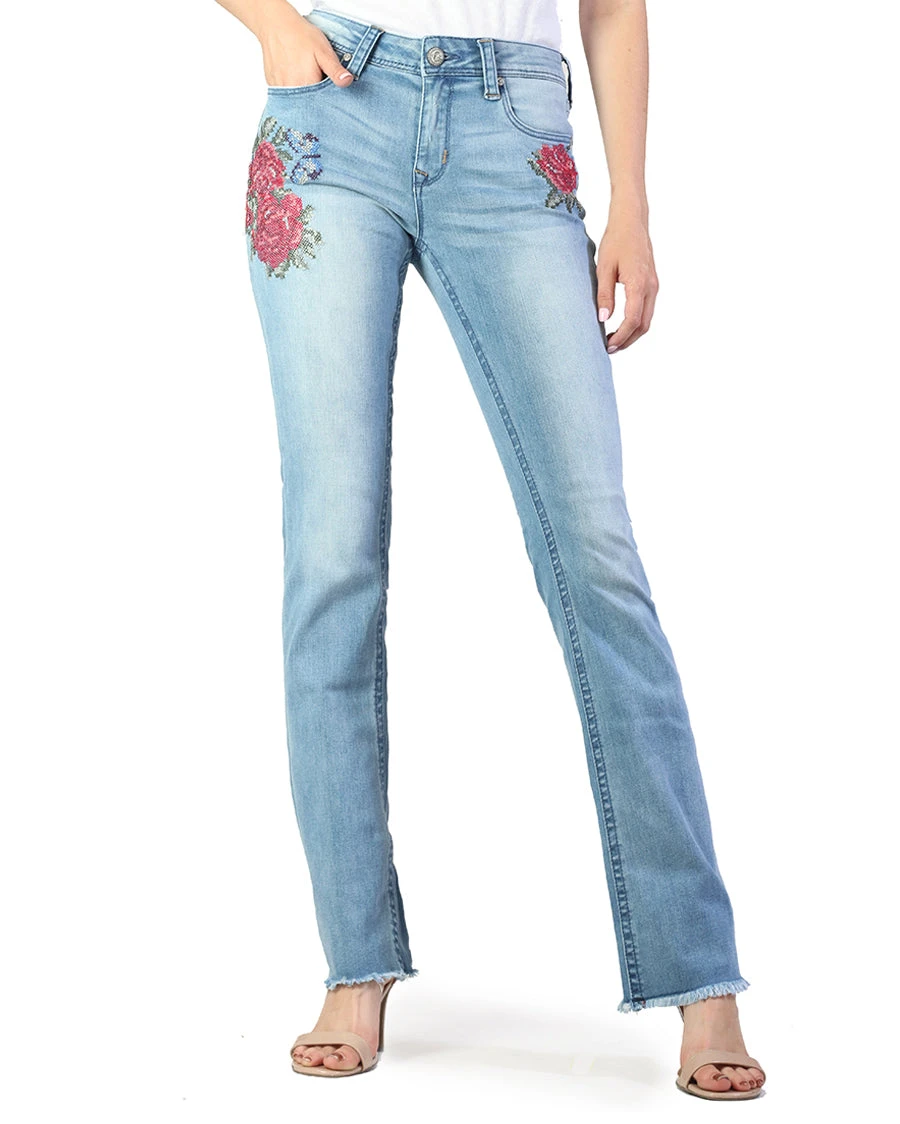 Women's Easy Fit Red Floral Cut Jean 5 Women's Easy Fit Red Floral Cut Jean - Image 3