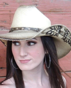 Leather Wings Straw Hat -Ladies Western Cowboy Shop 4 a8fe7c1e 6c12 448a 94ec e7f7d37faa56