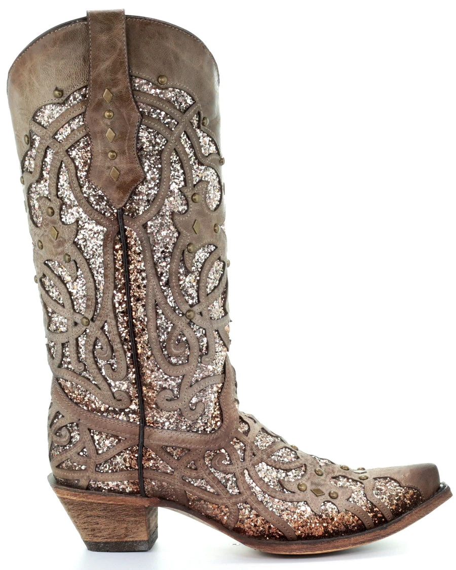 Corral Women's Glitter Leather Overlay Boots - Orix 4 Corral Women's Glitter Leather Overlay Boots - Orix - Image 2