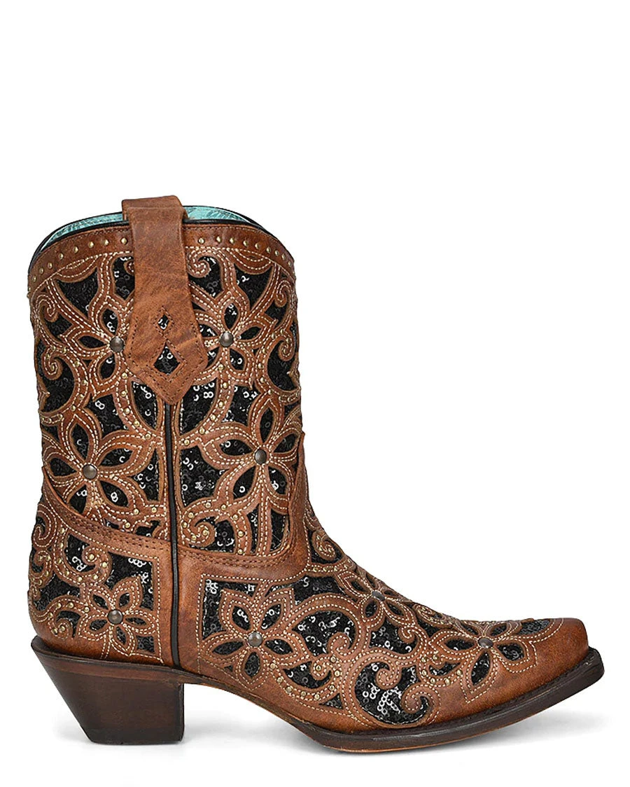 Corral Women's Floral Inlay Ankle Boots 4 Corral Women's Floral Inlay Ankle Boots - Image 2