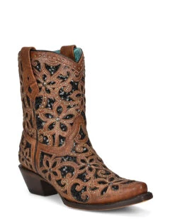 Corral Women's Floral Inlay Ankle Boots