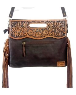 Women's Cowhide Tooled Top With Crossbody Strap Bag -Ladies Western Cowboy Shop AMD202201 0019 ADBGS146BRAC2D