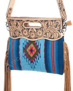 Women's Tooled Strap Saddle Blanket Clutch