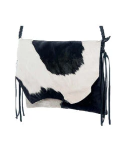 Women's Raw Edge Cowhide With Braided Strap Crossbody Purse