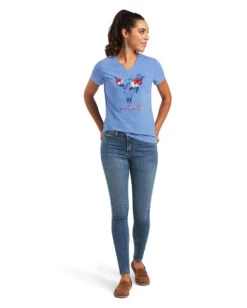 Ariat Women's REAL Tropic Steerhead Tee -Ladies Western Cowboy Shop ARI202206 0080 S22 WMS WEST 10040533 full