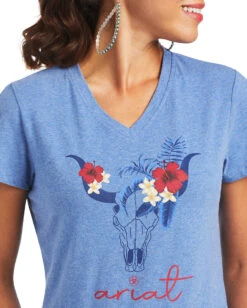 Ariat Women's REAL Tropic Steerhead Tee -Ladies Western Cowboy Shop ARI202206 0084 S22 WMS WEST 10040533 detail01