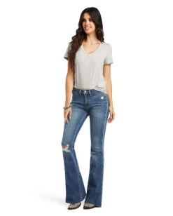 Ariat Women's R.E.A.L. High Rise Piper Flare Jeans 10 Ariat Women's R.E.A.L. High Rise Piper Flare Jeans -Ladies Western Cowboy Shop ARI202207 2 0010 S22 WMS WEST 10040804 full