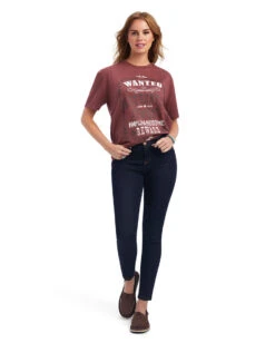 Ariat Women's Wanted Tee -Ladies Western Cowboy Shop ARI202210 Tops A 0096 F22 WMS WEST 10041307 full