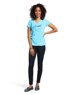 Ariat Women's REAL Logo Script Classic Fit Tee -Ladies Western Cowboy Shop Ari202201 0018 S22 WMS WEST 10039789 full