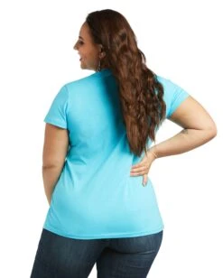 Ariat Women's REAL Logo Script Classic Fit Tee -Ladies Western Cowboy Shop Ari202201 0024 S22 WMS WEST 10039789 back plus