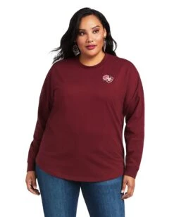 Ariat Women's REAL Oversize Tee -Ladies Western Cowboy Shop Ari202201 0034 S22 WMS WEST 10039782 front plus