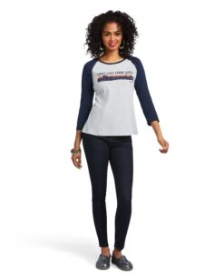 Ariat Women's REAL Long Live Baseball Tee -Ladies Western Cowboy Shop Ari202201 0047 S22 WMS WEST 10039779 full