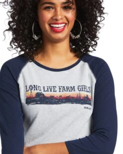 Ariat Women's REAL Long Live Baseball Tee -Ladies Western Cowboy Shop Ari202201 0051 S22 WMS WEST 10039779 detail01