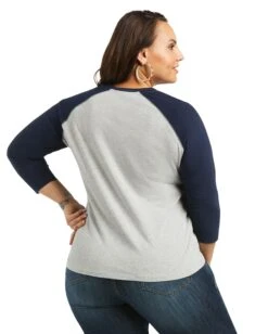 Ariat Women's REAL Long Live Baseball Tee -Ladies Western Cowboy Shop Ari202201 0053 S22 WMS WEST 10039779 back plus