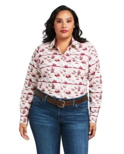 Ariat Women's Kirby Stretch Shirt 13 Ariat Women's Kirby Stretch Shirt -Ladies Western Cowboy Shop Ari202201 0078 S22 WMS WEST 10039339 front plus