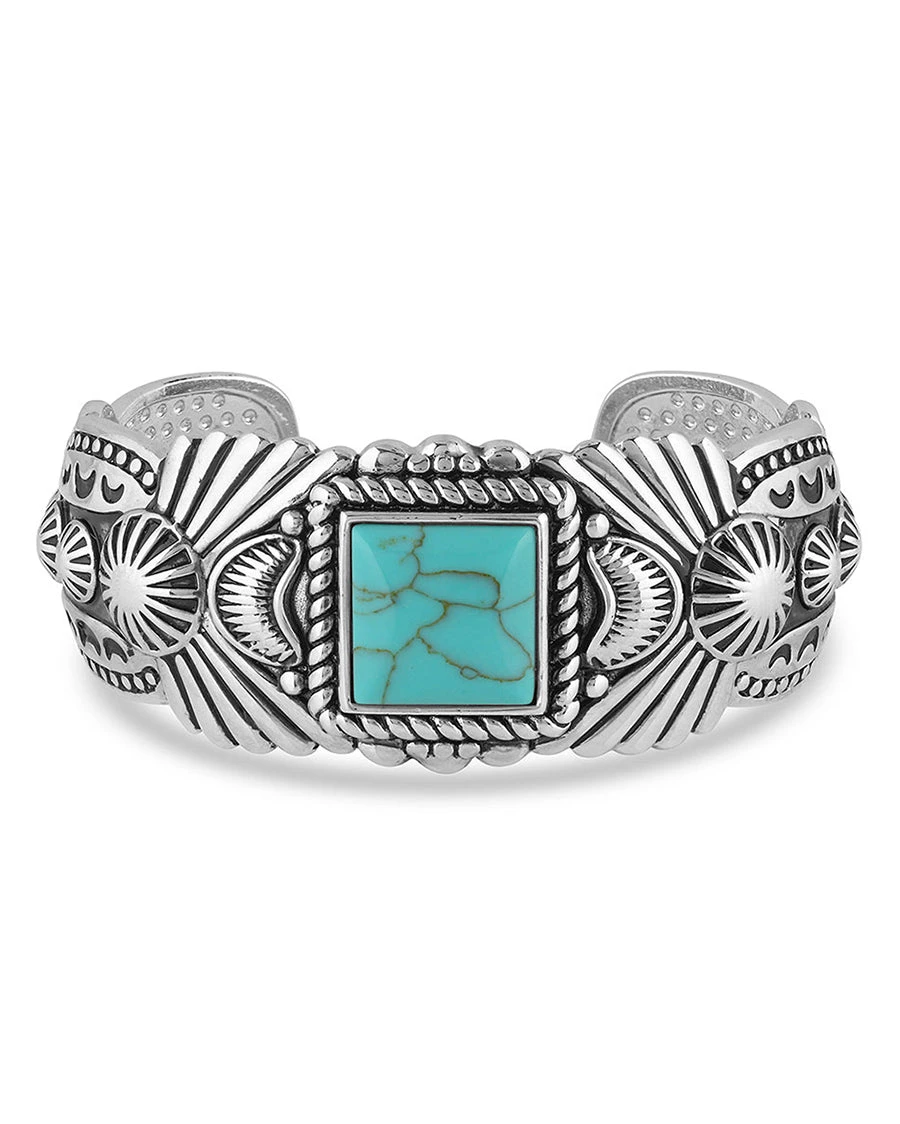 Montana Silversmiths Women's Flourished Turquoise Bracelet 3 Montana Silversmiths Women's Flourished Turquoise Bracelet