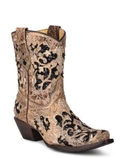 Corral Women's Brown Inlay Western Booties