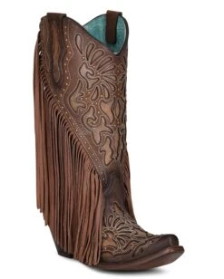 Corral Women's Chocolate Fringe & Studs Western Boots