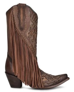 Corral Women's Chocolate Fringe & Studs Western Boots -Ladies Western Cowboy Shop COR202201 3 0015 C3765 boot 01