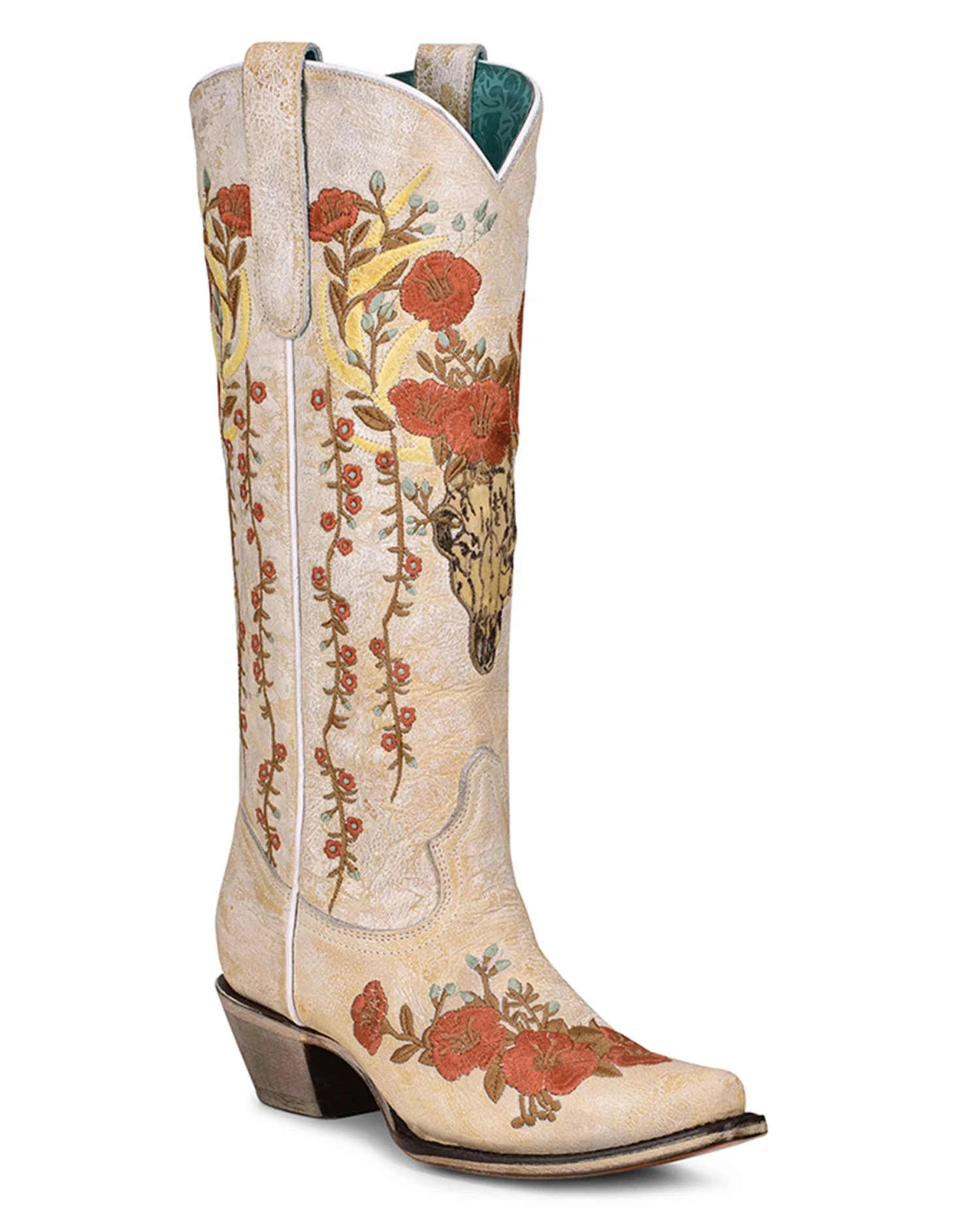 Corral Women's Deer Skull & Flowers Embroidered Boots 3 Corral Women's Deer Skull & Flowers Embroidered Boots