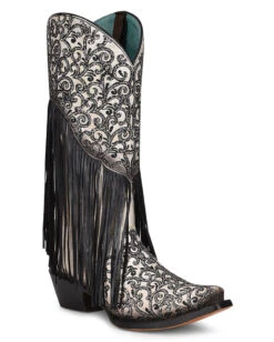Corral Women's Overlay Embroidery & Fringe Western Boots