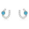Montana Silversmiths Women's Mini Clear Stone Horseshoe And Opal Earrings