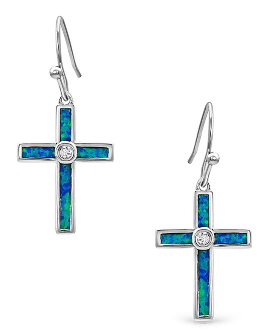Montana Silversmiths Women's Rivers Of Lights Opal Cross Earrings 3 Montana Silversmiths Women's Rivers Of Lights Opal Cross Earrings