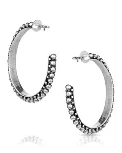 Montana Silversmiths Women's Bead Hoop Earrings 7 Montana Silversmiths Women's Bead Hoop Earrings -Ladies Western Cowboy Shop ER4788 0002 Layer2