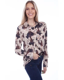 Scully Women's Cow Print Blouse