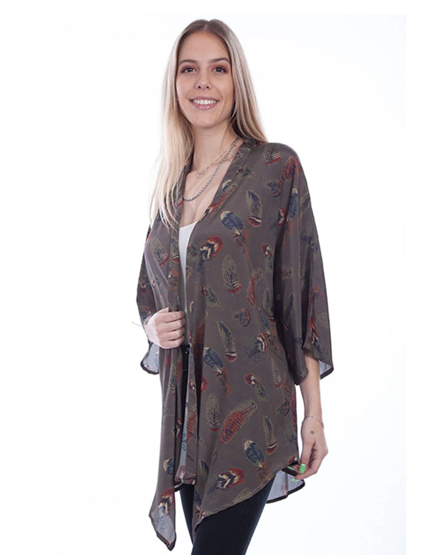 Scully Women's Feather Print Kimono 3 Scully Women's Feather Print Kimono