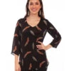 Scully Women's Feather Print Pull Over Blouse