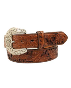 Nocona Women's Sequin Underlay Floral Embossed Belt
