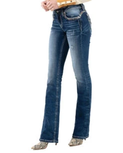 Women's Love And Peace Bootcut Jeans -Ladies Western Cowboy Shop MMJ 2 0003 M3444B51