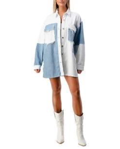 Women's Patched Woven Denim Jacket