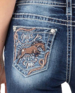 Women's Embroidered Medium Wash Mid-Rise Bootcut Jeans -Ladies Western Cowboy Shop MMJ 0017 M3863B E